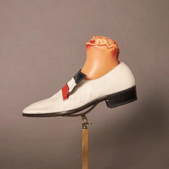 Late 60s Early 70s Stetson White Red and Black Slip On Men’s Shoes
